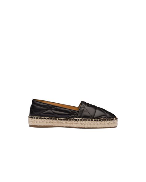 prada logo-print textured-leather espadrilles|Black Nappa leather espadrilles .